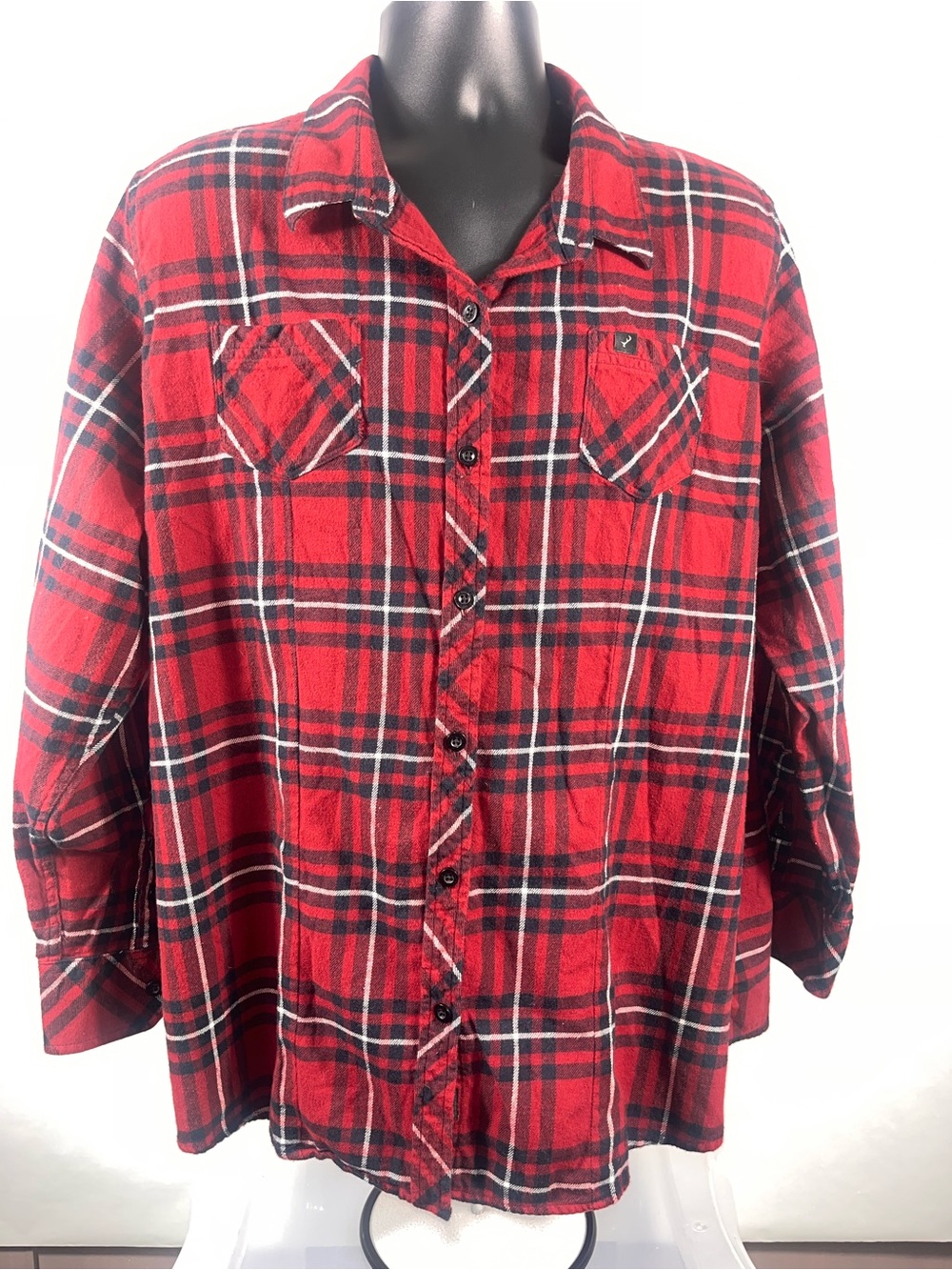 Pladra Men Flannel Shirt 2XL Button Up Buffalo Plaid Elk Flip Cuff Heavyweight
